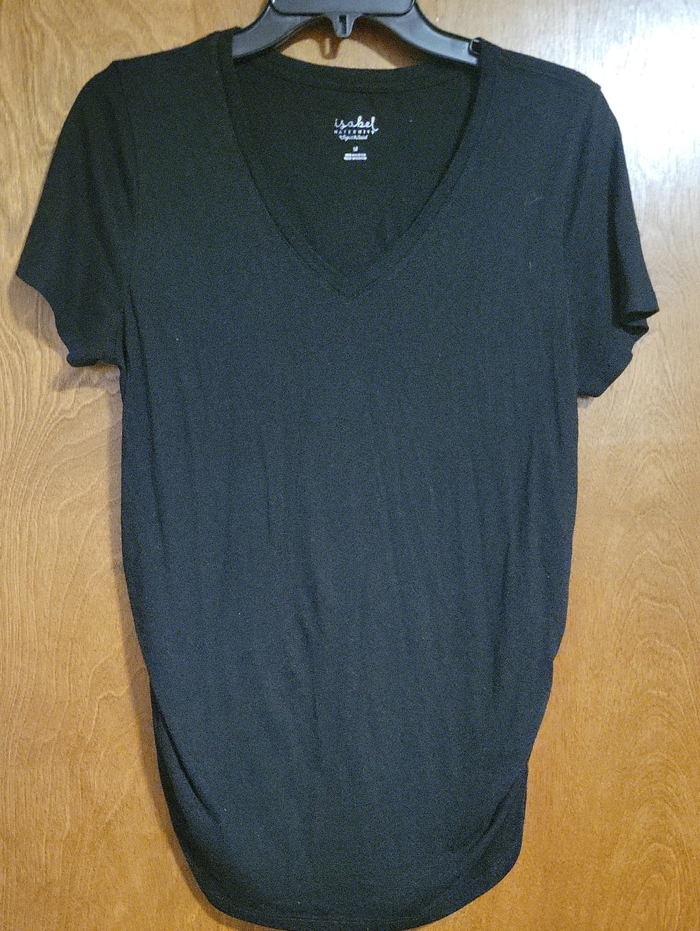 Isabel Maternity Black Vneck Short Sleeve Tshirt Medium NWOT